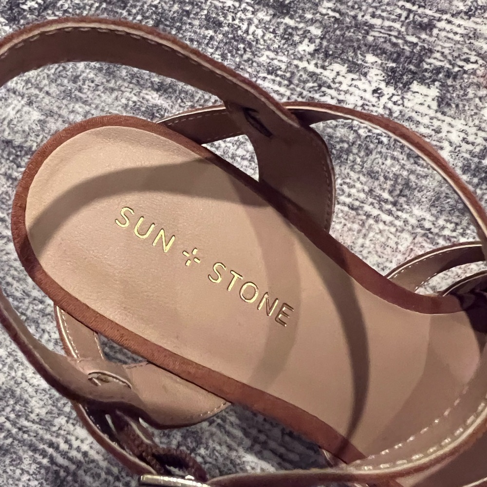 Brown Platform Sandals with Cork-Style Heel - Picture 2 of 7